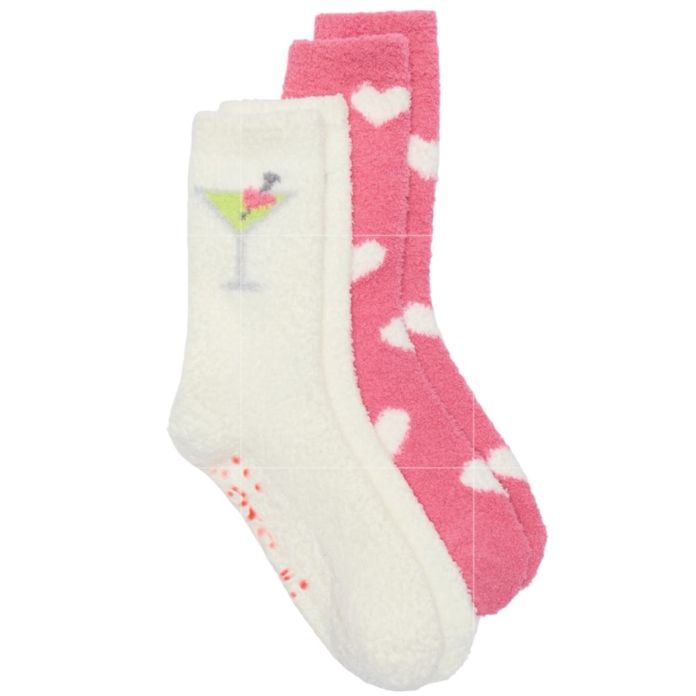 PJ Salvage 2-Pack Socks with Martini Glasses and Hearts NWT